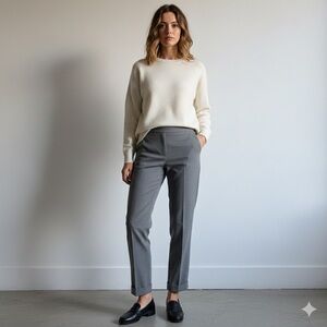 COS Sz 6 Grey Business Casual Tapered Leg Cuffed Minimalist Pants